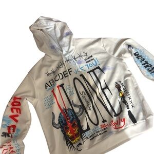 Graphic White Hoodie